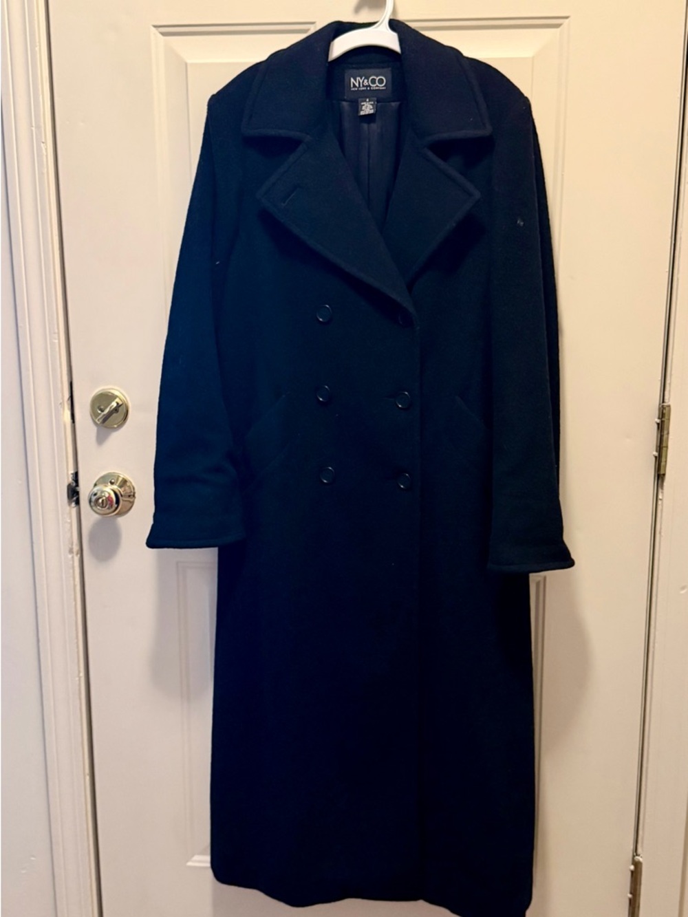 NY&CO Double-Breasted Black Wool Coat, Size4
